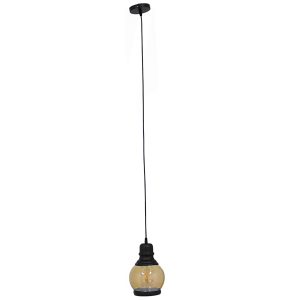 OLIVER 01505 Vintage Κρεμαστό Φωτιστικό Καμπάνα Μονόφωτο 1 x E27 IP20 Μελί Γυαλί με Μαύρο Μέταλλο – Μ16 x Π16 x Υ25cm