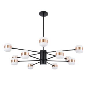 ORNATE 01553 Φωτιστικό Οροφής LED 104W lm 360° AC 220-240V IP20 Φυσικό Λευκό 4500k Μαύρο & Χάλκινο Μέταλλο με Λευκό Πλαστικό – Μ65 x Π65 x Υ70cm – 2 Xρόνια Εγγύηση
