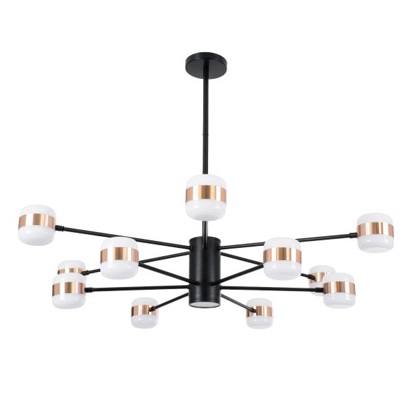 ORNATE 01553 Φωτιστικό Οροφής LED 104W lm 360° AC 220-240V IP20 Φυσικό Λευκό 4500k Μαύρο & Χάλκινο Μέταλλο με Λευκό Πλαστικό - Μ65 x Π65 x Υ70cm - 2 Xρόνια Εγγύηση