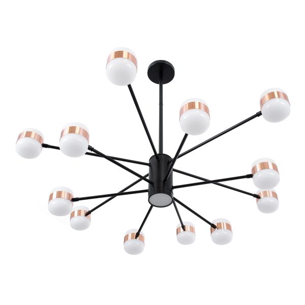 ORNATE 01553 Φωτιστικό Οροφής LED 104W lm 360° AC 220-240V IP20 Φυσικό Λευκό 4500k Μαύρο & Χάλκινο Μέταλλο με Λευκό Πλαστικό - Μ65 x Π65 x Υ70cm - 2 Xρόνια Εγγύηση - Image 5