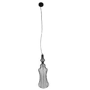 LILY 01559 Vintage Κρεμαστό Φωτιστικό Πλέγμα Μονόφωτο 1 x E27 IP20 Μαύρο Μέταλλο με Λευκό Ύφασμα – Μ25 x Π25 x Υ61cm