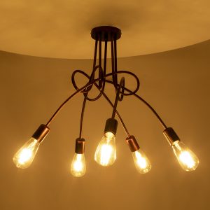 PAULELI 01564 Μοντέρνο Φωτιστικό Οροφής Πλέγμα Πολύφωτο 5 x E27 IP20 Χάλκινο Μέταλλο – Μ80 x Π80 x Υ40cm