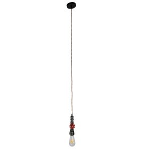 SPIGOT 01583 Vintage Κρεμαστό Φωτιστικό Ανάρτηση Μονόφωτο 1 x E27 IP20 Ασημί & Κόκκινο Μέταλλο – Μ5 x Π5 x Y20cm