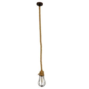 CAMBER 01595 Vintage Κρεμαστό Φωτιστικό Πλέγμα Μονόφωτο 1 x E27 IP20 Χάλκινο Μέταλλο με Μπεζ Σχοινί – Μ11 x Π11 x Υ25cm