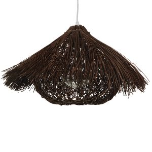 CHEOPE 01600 Boho Κρεμαστό Φωτιστικό Πλέγμα Μονόφωτο 1 x E27 IP20 Καφέ Ξύλο με Καφέ Rattan – Μ50 x Π50 x Y30cm