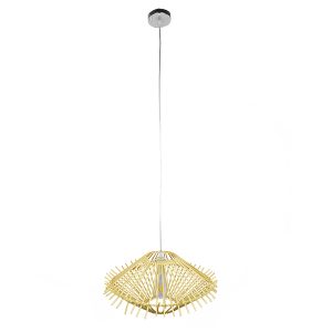 SASSO 01601 Boho Κρεμαστό Φωτιστικό Πλέγμα Μονόφωτο 1 x E27 IP20 Μπεζ Ξύλο – Μ50 x Π50 x Y23cm