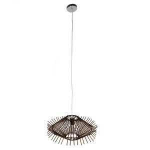 SASSO 01602 Boho Κρεμαστό Φωτιστικό Πλέγμα Μονόφωτο 1 x E27 IP20 Καφέ Ξύλο – Μ50 x Π50 x Y23cm