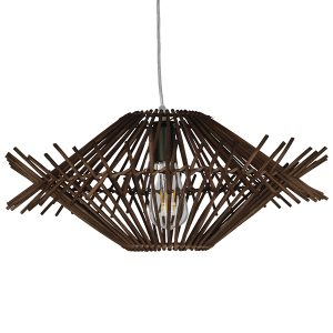 SASSO 01602 Boho Κρεμαστό Φωτιστικό Πλέγμα Μονόφωτο 1 x E27 IP20 Καφέ Ξύλο – Μ50 x Π50 x Y23cm