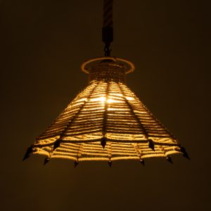 OZERO 01603 Boho Κρεμαστό Φωτιστικό Καμπάνα Μονόφωτο 1 x E27 IP20 Μπεζ Σχοινί – Μ41 x Π41 x Y28cm
