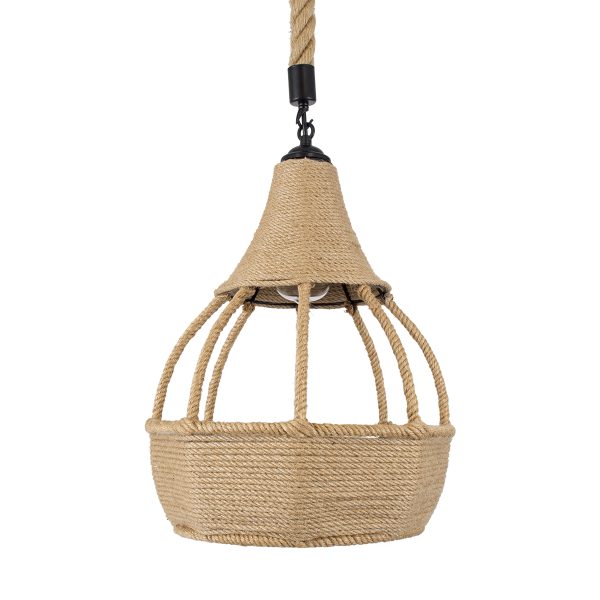 KUBRIC 01605 Boho Κρεμαστό Φωτιστικό Καμπάνα Μονόφωτο 1 x E27 IP20 Μπεζ Σχοινί - Μ30 x Π30 x Y40cm - Image 4