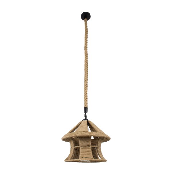 SOLITARIO 01606 Boho Κρεμαστό Φωτιστικό Φιγούρα Μονόφωτο 1 x E27 IP20 Μπεζ Σχοινί -Μ36 x Π36 x Y30cm - Image 3