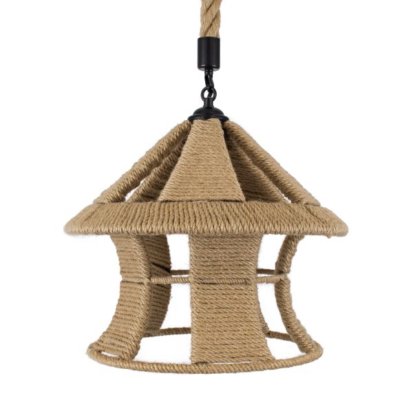 SOLITARIO 01606 Boho Κρεμαστό Φωτιστικό Φιγούρα Μονόφωτο 1 x E27 IP20 Μπεζ Σχοινί -Μ36 x Π36 x Y30cm - Image 4