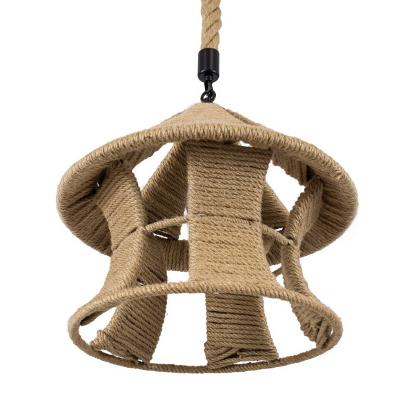 SOLITARIO 01606 Boho Κρεμαστό Φωτιστικό Φιγούρα Μονόφωτο 1 x E27 IP20 Μπεζ Σχοινί -Μ36 x Π36 x Y30cm - Image 5