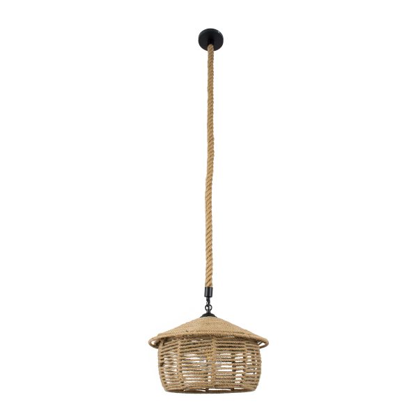 SPIRIT 01607 Boho Κρεμαστό Φωτιστικό Καμπάνα Μονόφωτο 1 x E27 IP20 Μπεζ Σχοινί - Μ35 x Π35 x Y30cm - Image 3