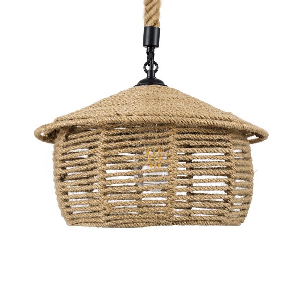 SPIRIT 01607 Boho Κρεμαστό Φωτιστικό Καμπάνα Μονόφωτο 1 x E27 IP20 Μπεζ Σχοινί - Μ35 x Π35 x Y30cm - Image 4