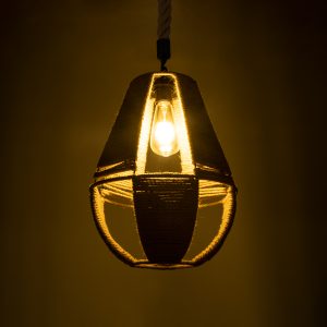 POLIA 01608 Boho Κρεμαστό Φωτιστικό Πλέγμα Μονόφωτο 1 x E27 IP20 Μπεζ Σχοινί – Μ30 x Π30 x Y42cm