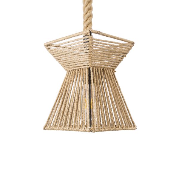 ROUGE 01611 Boho Κρεμαστό Φωτιστικό Πλέγμα Μονόφωτο 1 x E27 IP20 Μπεζ Σχοινί - Μ21 x Π21 x Y27cm - Image 4