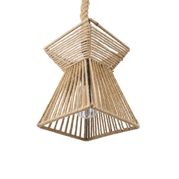 ROUGE 01611 Boho Κρεμαστό Φωτιστικό Πλέγμα Μονόφωτο 1 x E27 IP20 Μπεζ Σχοινί - Μ21 x Π21 x Y27cm - Image 5