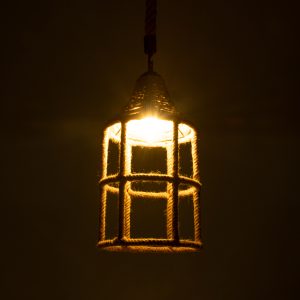 YUBA 01612 Boho Κρεμαστό Φωτιστικό Πλέγμα Μονόφωτο 1 x E27 IP20 Μπεζ Σχοινί – Μ22 x Π22 x Y40cm