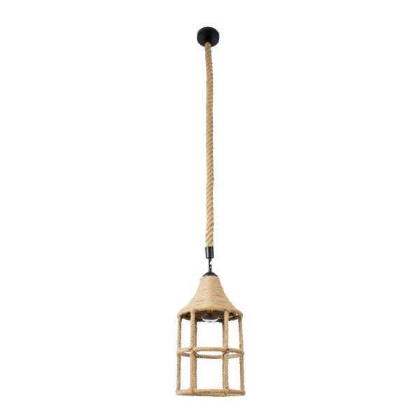 YUBA 01612 Boho Κρεμαστό Φωτιστικό Πλέγμα Μονόφωτο 1 x E27 IP20 Μπεζ Σχοινί - Μ22 x Π22 x Y40cm - Image 3