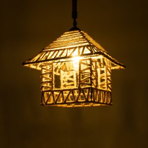 SPIKY 01613 Boho Κρεμαστό Φωτιστικό Φιγούρα Μονόφωτο 1 x E27 IP20 Μπεζ Σχοινί – Μ43 x Π43 x Y28cm