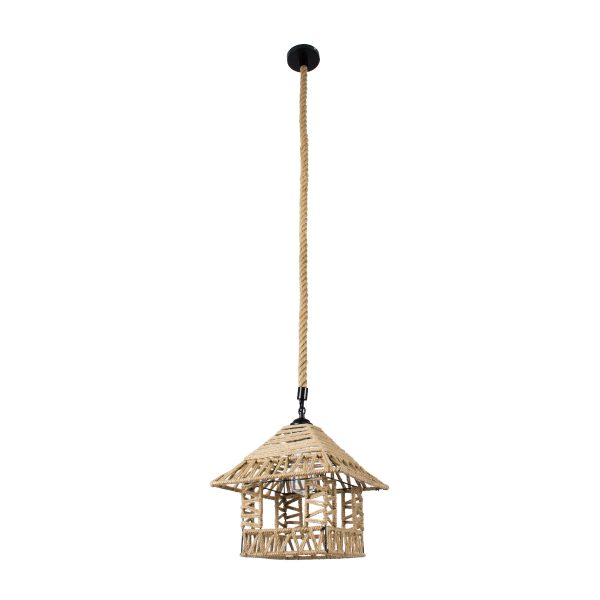 SPIKY 01613 Boho Κρεμαστό Φωτιστικό Φιγούρα Μονόφωτο 1 x E27 IP20 Μπεζ Σχοινί - Μ43 x Π43 x Y28cm - Image 3