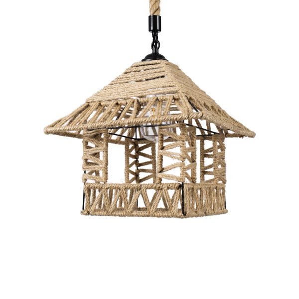 SPIKY 01613 Boho Κρεμαστό Φωτιστικό Φιγούρα Μονόφωτο 1 x E27 IP20 Μπεζ Σχοινί - Μ43 x Π43 x Y28cm - Image 4