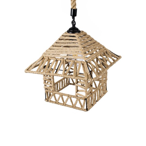 SPIKY 01613 Boho Κρεμαστό Φωτιστικό Φιγούρα Μονόφωτο 1 x E27 IP20 Μπεζ Σχοινί - Μ43 x Π43 x Y28cm - Image 5