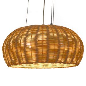DE LA MER 01624 Boho Κρεμαστό Φωτιστικό Καμπάνα Τρίφωτο 3 x E27 IP20 Μπεζ Ξύλο – Μ45 x Π45 x Υ24cm
