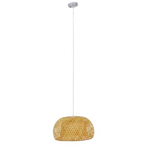 SAN TROPEZ 01626 Boho Κρεμαστό Φωτιστικό Πλέγμα Μονόφωτο 1 x E27 IP20 Μπεζ Ξύλο – Μ38 x Π38 x Υ22cm