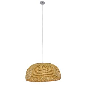 SAN TROPEZ 01627 Boho Κρεμαστό Φωτιστικό Πλέγμα Μονόφωτο 1 x E27 IP20 Μπεζ Ξύλο – Μ60 x Π60 x Υ29cm