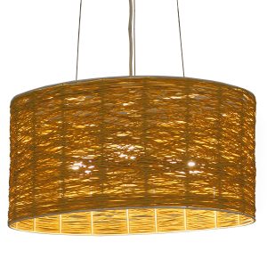 INCASS 01630 Vintage Κρεμαστό Φωτιστικό Καπέλο Τρίφωτο 3 x E27 IP20 Μπεζ Rattan – Μ40 x Π40 x Υ22cm