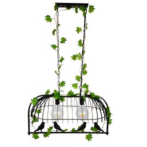 NEST 01643 Vintage Κρεμαστό Φωτιστικό Φιγούρα Δίφωτο 2 x E27 IP20 Μαύρο Μέταλλο με Πράσινο Πλαστικό – Μ73.6 x Π37.5 x Y38cm