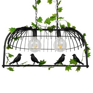 NEST 01643 Vintage Κρεμαστό Φωτιστικό Φιγούρα Δίφωτο 2 x E27 IP20 Μαύρο Μέταλλο με Πράσινο Πλαστικό – Μ73.6 x Π37.5 x Y38cm