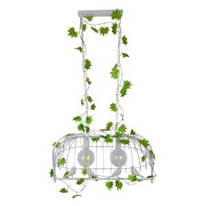 NEST 01644 Vintage Κρεμαστό Φωτιστικό Φιγούρα Δίφωτο 2 x E27 IP20 Λευκό Μέταλλο με Πράσινο Πλαστικό – Μ73.6 x Π37.5 x Y38cm