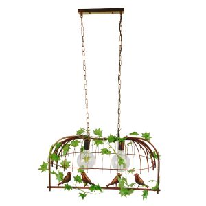 NEST 01645 Vintage Κρεμαστό Φωτιστικό Φιγούρα Δίφωτο 2 x E27 IP20 Χάλκινο Μέταλλο με Πράσινο Πλαστικό – Μ73.6 x Π37.5 x Y38.5cm