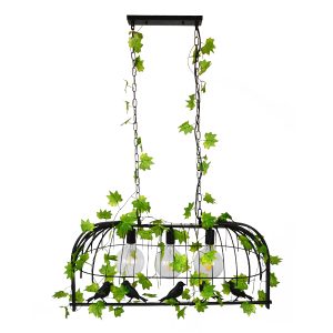 NEST 01646 Vintage Κρεμαστό Φωτιστικό Φιγούρα Τρίφωτο 3 x E27 IP20 Μαύρο Μέταλλο με Πράσινο Πλαστικό – Μ85.5 x Π37.5 x Y38cm