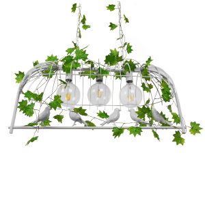 NEST 01647 Vintage Κρεμαστό Φωτιστικό Φιγούρα Τρίφωτο 3 x E27 IP20 Λευκό Μέταλλο με Πράσινο Πλαστικό – Μ85.5 x Π37.5 x Y38cm