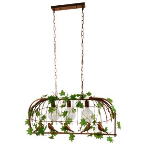 NEST 01648 Vintage Κρεμαστό Φωτιστικό Φιγούρα Τρίφωτο 3 x E27 IP20 Χάλκινο Μέταλλο με Πράσινο Πλαστικό – Μ85.5 x Π37.5 x Y38cm