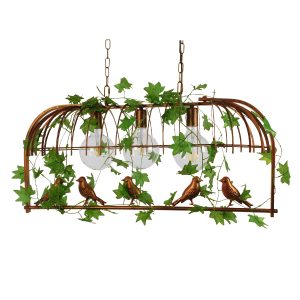 NEST 01648 Vintage Κρεμαστό Φωτιστικό Φιγούρα Τρίφωτο 3 x E27 IP20 Χάλκινο Μέταλλο με Πράσινο Πλαστικό – Μ85.5 x Π37.5 x Y38cm