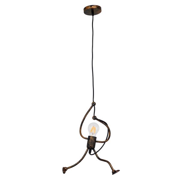 FIGURE 10001653 Παιδικό Κρεμαστό Φωτιστικό Φιγούρα Μονόφωτο 1 x E27 IP20 Χάλκινο Μέταλλο - Μ20 x Π20 x Υ40cm