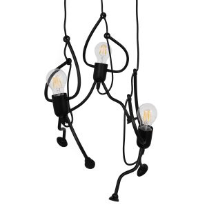 FIGURE 10001655 Παιδικό Κρεμαστό Φωτιστικό Φιγούρα Τρίφωτο 3 x E27 IP20 Μαύρο Μέταλλο – Μ45 x Π45 x Υ40cm