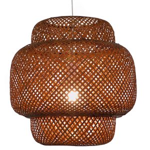 MALDIVES 01658 Boho Κρεμαστό Φωτιστικό Πλέγμα Μονόφωτο 1 x E27 IP20 Καφέ Ξύλο – Μ56 x Π56 x Υ54cm