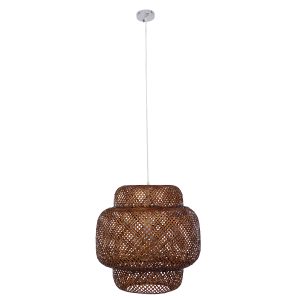 MALDIVES 01658 Boho Κρεμαστό Φωτιστικό Πλέγμα Μονόφωτο 1 x E27 IP20 Καφέ Ξύλο – Μ56 x Π56 x Υ54cm