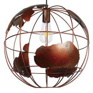 EARTH 01665 Vintage Κρεμαστό Φωτιστικό Φιγούρα Μονόφωτο 1 x E27 IP20 Χάλκινο Μέταλλο – Μ40 x Π40 x Y40cm
