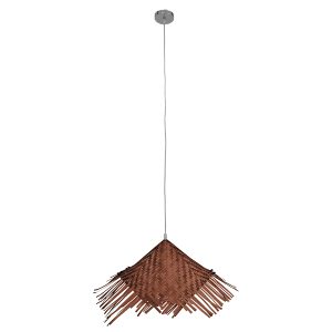 RICEHAT 01667 Boho Κρεμαστό Φωτιστικό Καμπάνα Μονόφωτο 1 x E27 IP20 Καφέ Ξύλο – Μ70 x Π70 x Y25cm