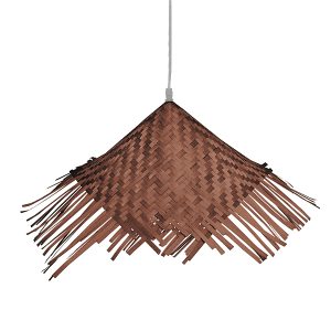 RICEHAT 01667 Boho Κρεμαστό Φωτιστικό Καμπάνα Μονόφωτο 1 x E27 IP20 Καφέ Ξύλο – Μ70 x Π70 x Y25cm
