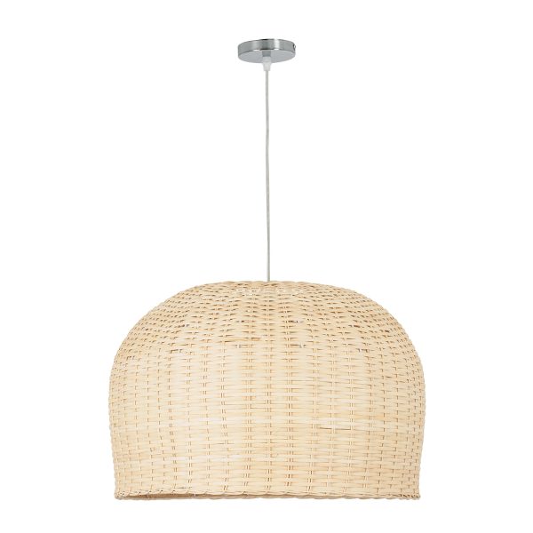 BERMUDA 01709 Boho Κρεμαστό Φωτιστικό Καμπάνα Μονόφωτο 1 x E27 IP20 Μπεζ Ξύλο - Μ50 x Π50 x Y34cm - Image 3