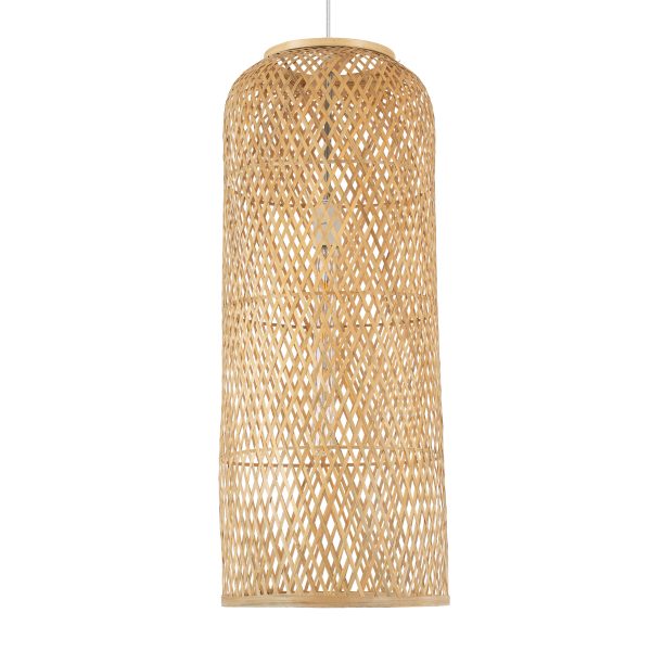 CALERO 01711 Boho Κρεμαστό Φωτιστικό Πλέγμα Μονόφωτο 1 x E27 IP20 Μπεζ Ξύλο - Μ30 x Π30 x Υ70cm - Image 4