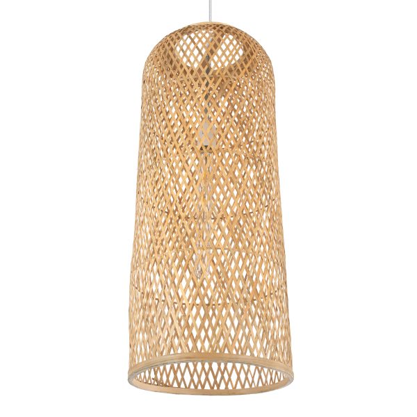 CALERO 01711 Boho Κρεμαστό Φωτιστικό Πλέγμα Μονόφωτο 1 x E27 IP20 Μπεζ Ξύλο - Μ30 x Π30 x Υ70cm - Image 5